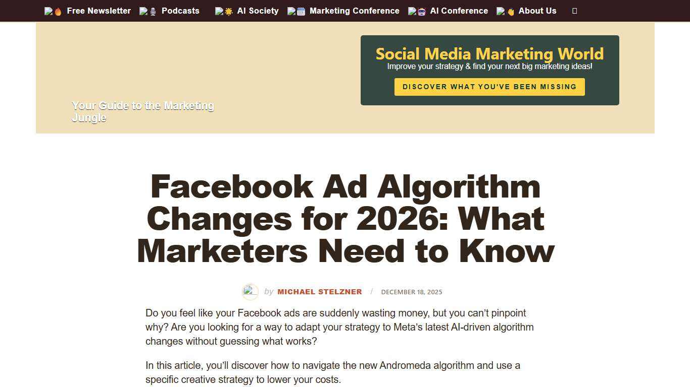 Facebook Ad Algorithm Changes for 2026: What Marketers Need to Know : Social Media Examiner